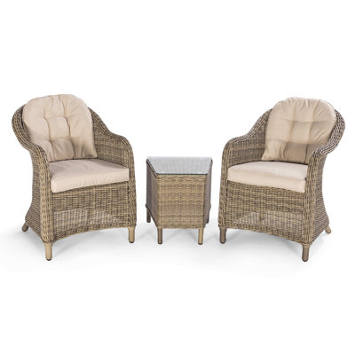 Outdoor Salinas All Weather Wicker 2 - Person Seating Group with Cushions