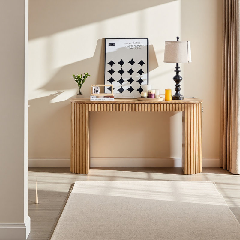 Console de style moderne avec tiroir, Naturel, H 31,49 po x l 59,05 po x P 15,74 po, Oui