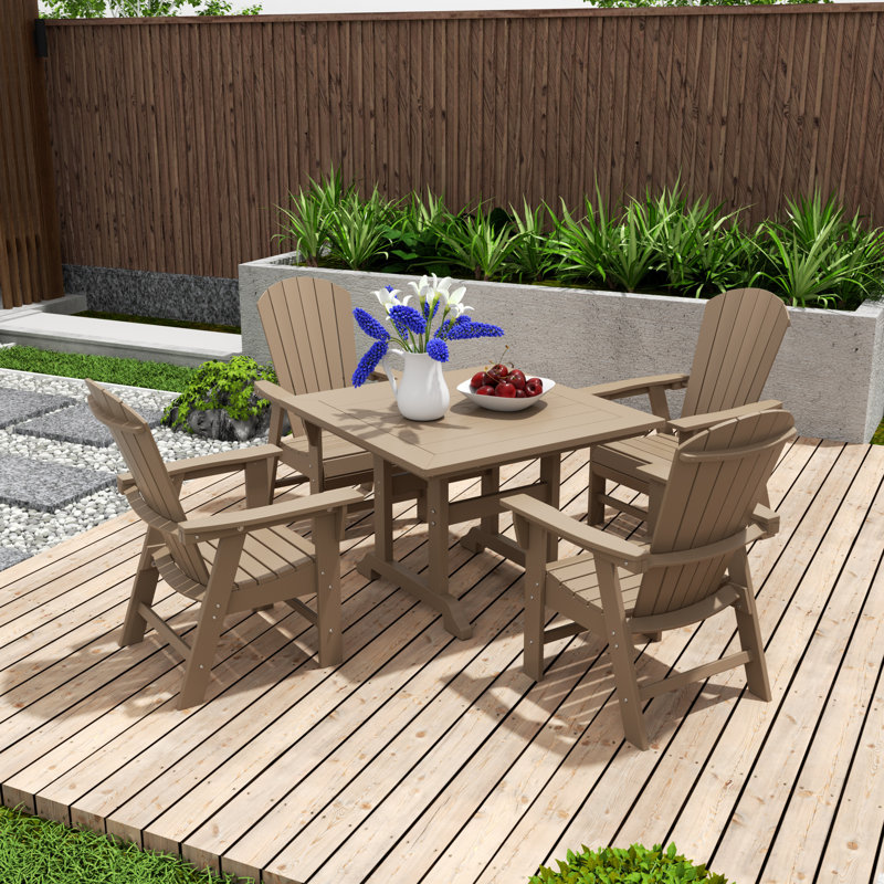 Altura 4 - Person Patio Dining Set with Square Table, Weathered Wood