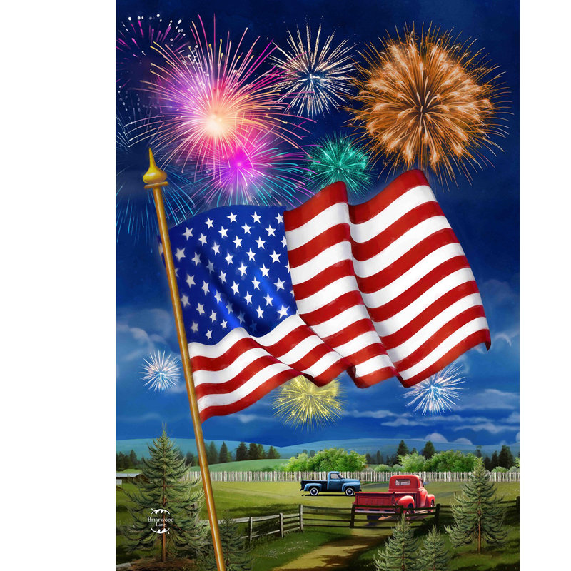 American Flag Firework Garden Flag