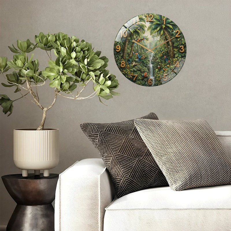 Horloge murale en verre 12 po Jungle