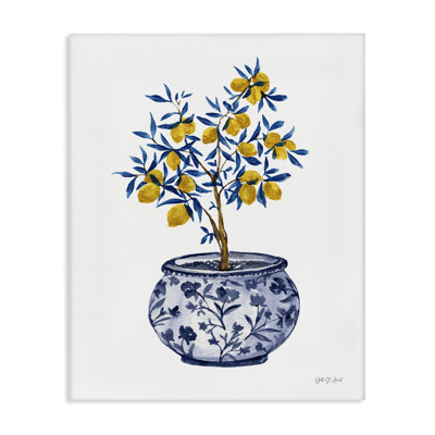 «Lemon Tree in Chinoiserie», art mural sur toile par Yvette St. Amant