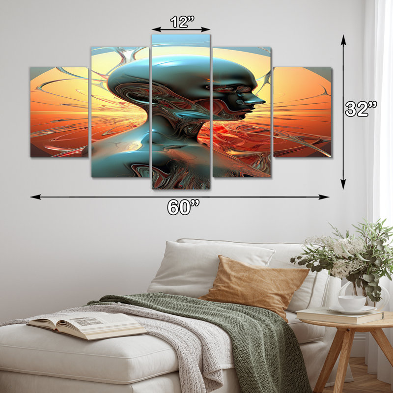 A.I. «Robot Dreams Of Singularity I» - Impression sur toile robotisée - 5 panneaux