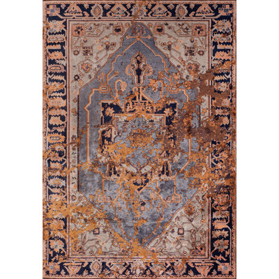 Amadi Rectangle Oriental Cotton and Viscose Indoor / Outdoor Area Rug