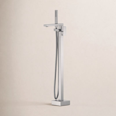 Cube Floor Tub Spout with Diverter