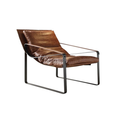 Fauteuil d'appoint en cuir fleur Quoba