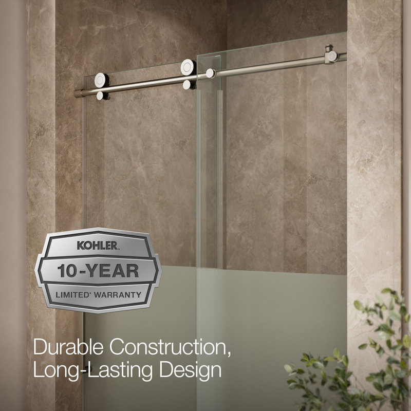 Composed 78 In. H Sliding Shower Door With 3/8 In.-Thick Glass, Nickel