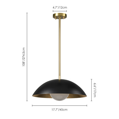 Lebone 1 - Light Matte Black Bowl Pendant (17.7'')