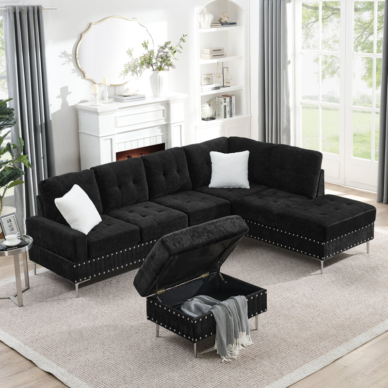 Right-Facing Chaise,L Shape Modular Sectional Sofa, Compressed Sectional Sofa Modern Minimalist Style Corduroy Couch,Unfold Into A Bed, Bedroom, Comfy Compressed Sofa