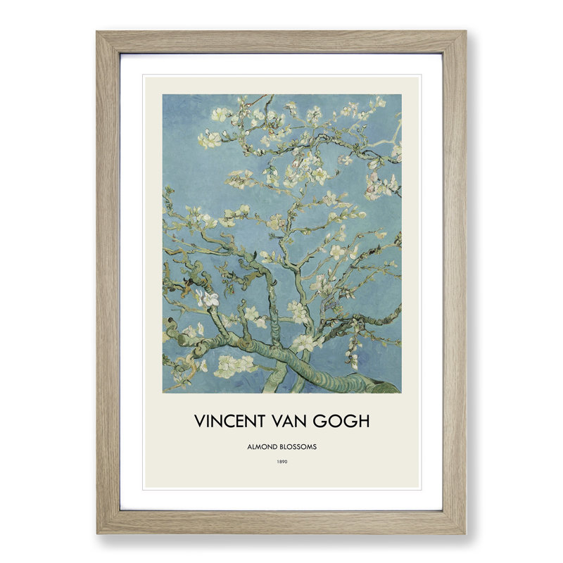 Almond Blossom Brancehs Vol.1 by Vincent Van Gogh - Picture Frame Painting, Oak Framed, 36cm H x 27cm W x 2cm D