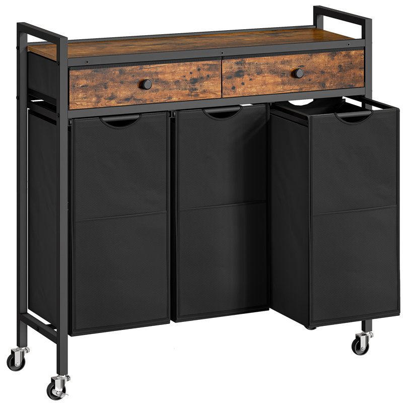 Manufactured Wood Laundry Cart with Wheels