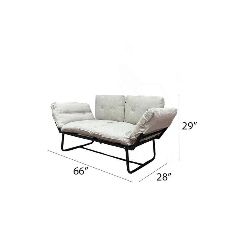 Causeuse futon avec cadre en métal, Beige