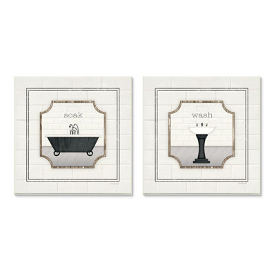 " Soak And Wash Chic Bathroom Signs " by Jennifer Pugh 2 - Pieces
