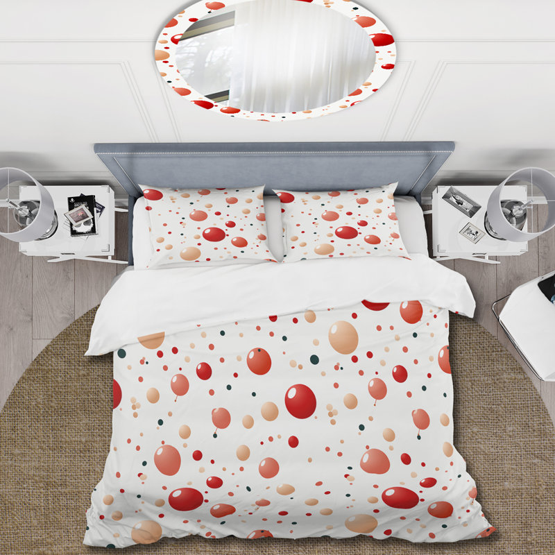 Playful Polka Dots II Dots Duvet Cover, King Duvet Cover + 2 King Shams