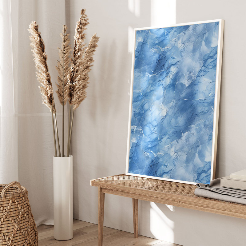 Motif abstrait géométrique bleue III, H 36 po x l 24 po