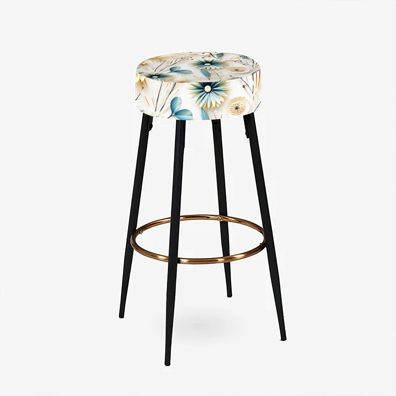 Ensemble de 2 tabourets de bar bleu et blanc Coastal Retreat Seashells I - Floral