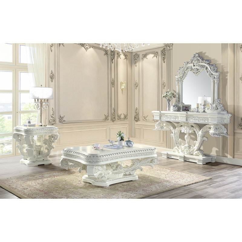 Table de bout carrée blanche antique