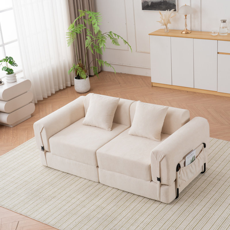 Canapé combiné rembourré gratuit, Beige, H 27 po x l 71 po x P 35 po