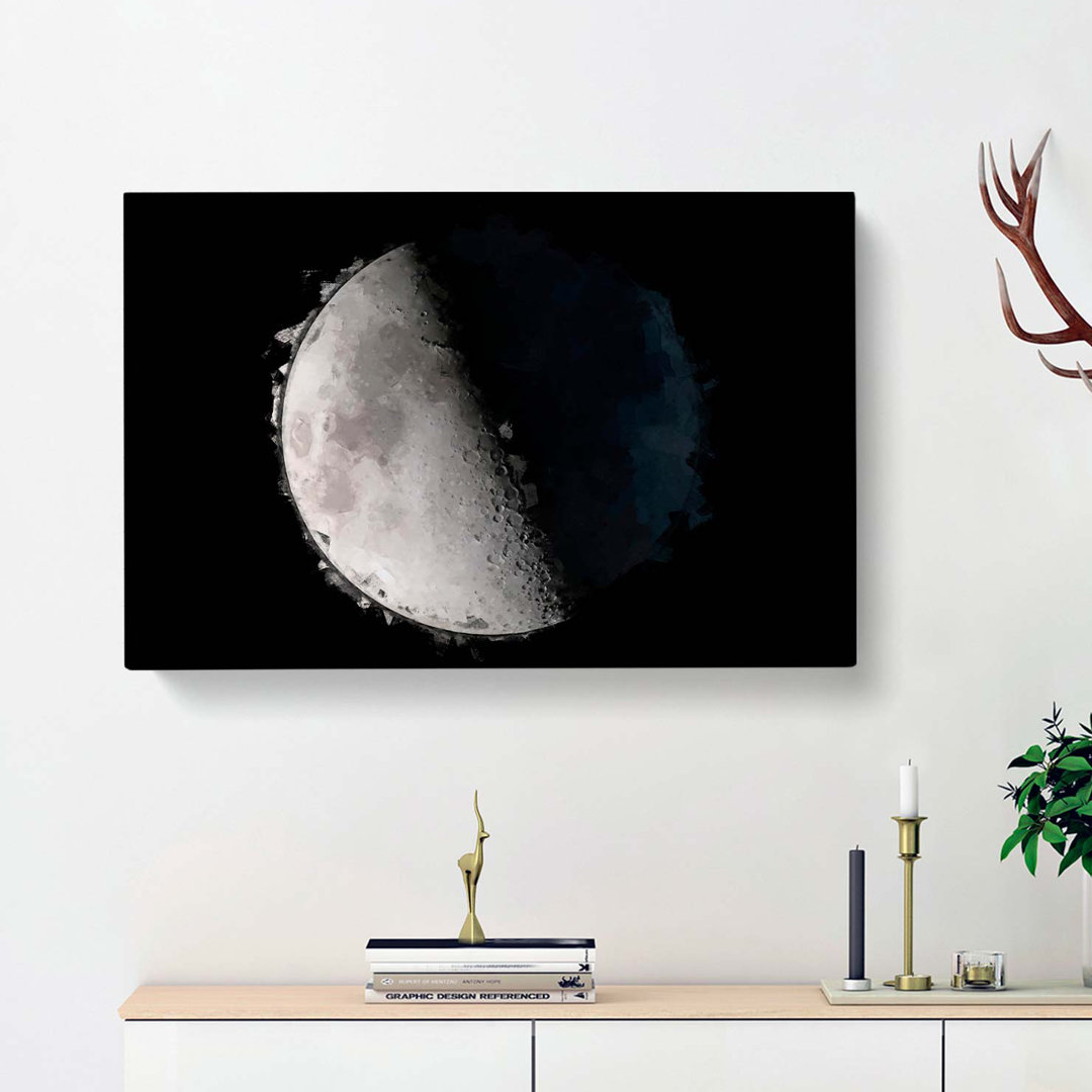 First Quarter of the Moon in Abstract - Wrapped Canvas