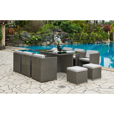 Abbondanza Rectangular 11 - Piece 10 - Person 248Cm L Outdoor Lounge Table Set