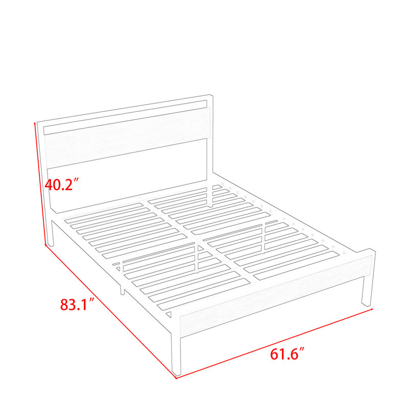 Boud Metal Platform Bed, Queen, Black Walnut