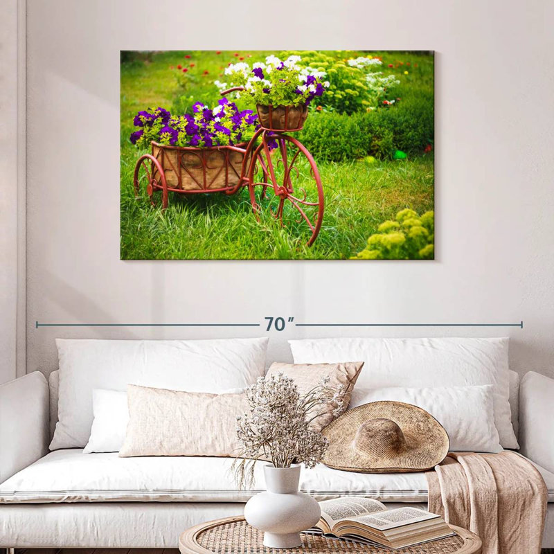 Harnek Bicycle And Flowers, 30" H x 45" W
