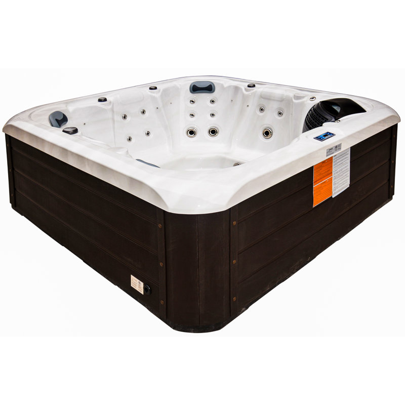Spa carré en acrylique avec ozonateur Luxuria Spas 6 - 28 personnes, gris, Opale minuit
