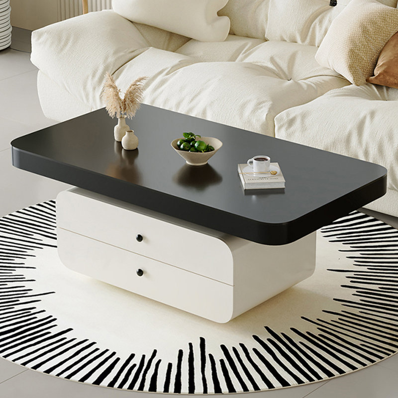Table basse Luxury Rockboard, Plateau noir / base blanche, H 16,5 po x L 43,3 po x l 23,6 po