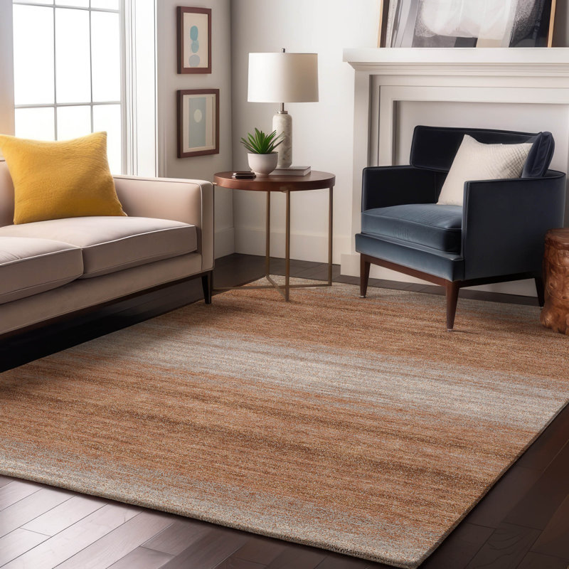 Premium Machine Washable Birchview AMF1033 Striped Rug, Rectangle 5' x 7'6"