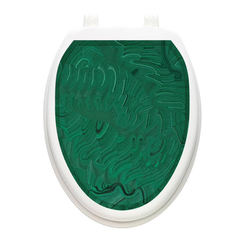 Décalcomanie de siège de toilette en pierre vert malachite - couvercles de toilette en vinyle, Allongé