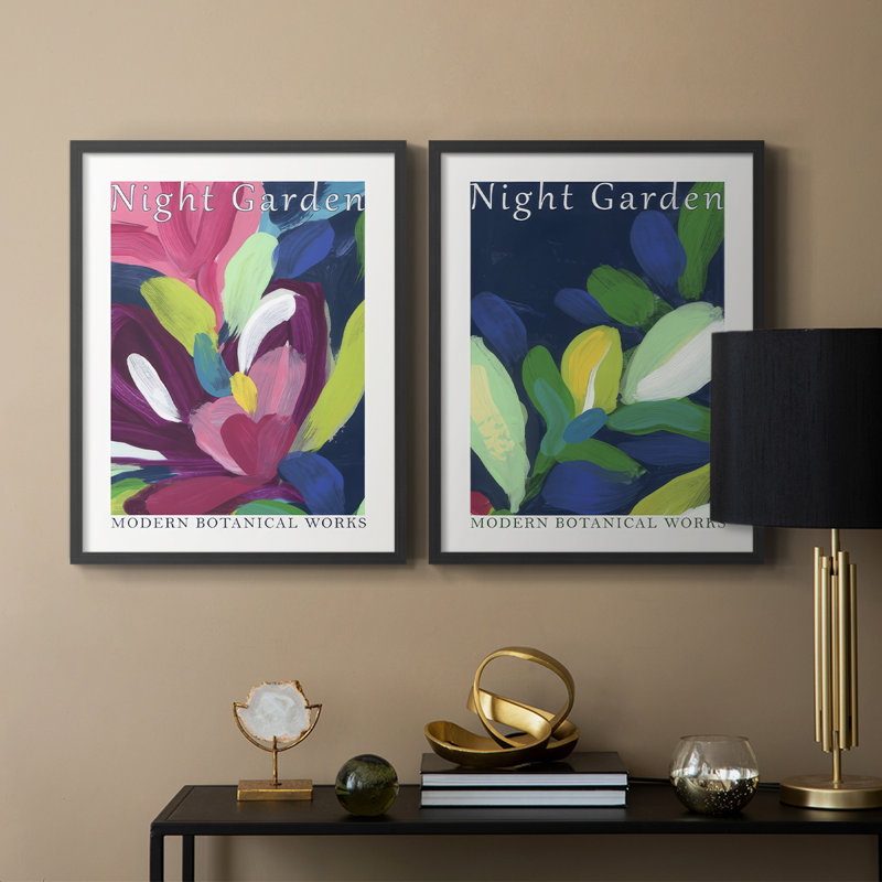 Affiche de jardin nocturne, impression encadrée I-Premium - prête à être accrochée - aucun clou requis - aucun clou requis