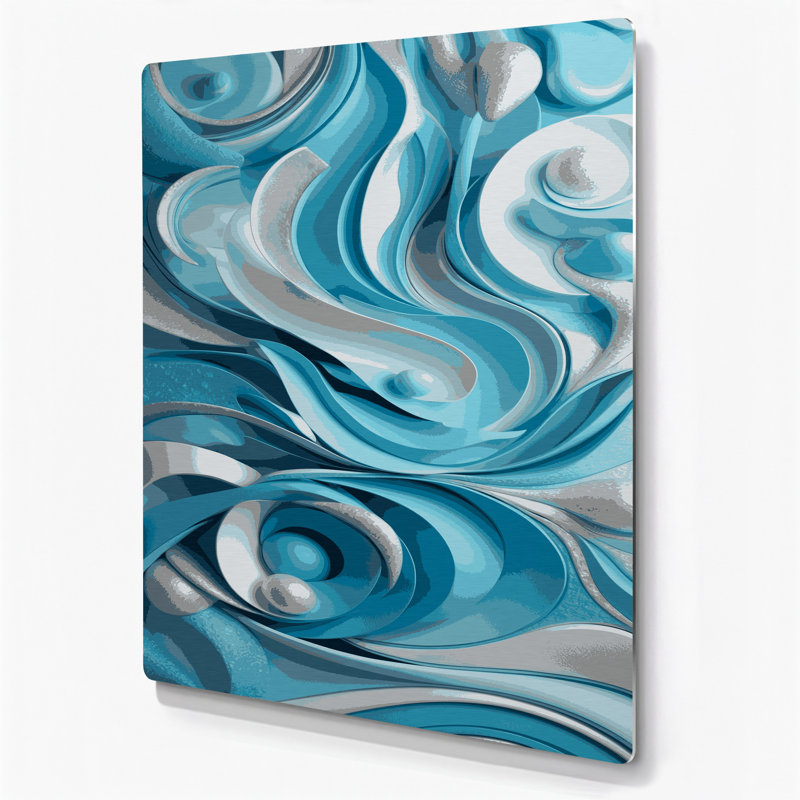 Abstrait formes 78, art mural en métal bleu, 20" H x 24" W