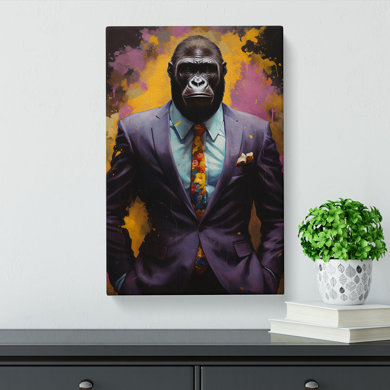 Gorilla in a Suit Painting No.4 - Wrapped Canvas, 50cm H x 35cm W x 3cm D