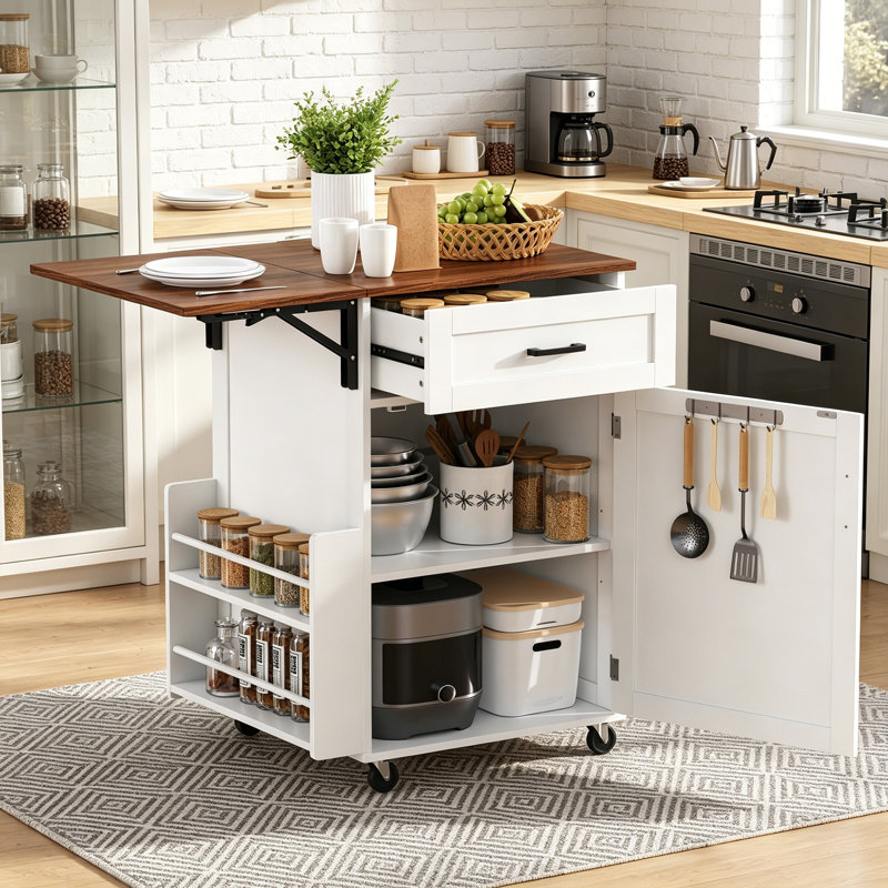 Kitchen Island Cart, White