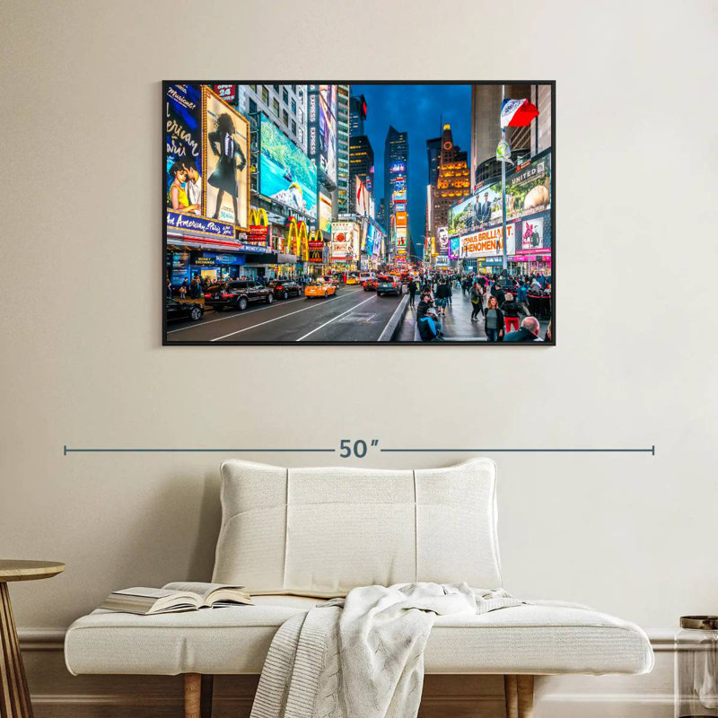 Iconic NY Times Square, Cadre flottant noir, 40 po x 27 po
