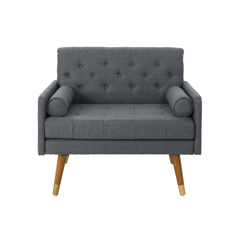 Upholstered Club Chair, Dark Gray Fabric