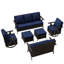 Ensemble de 6 pièces de patio en osier de patio avec canapés, 2 chaises pivotantes, 2 repose-pieds et coussin bleu-1287710160-1287710162