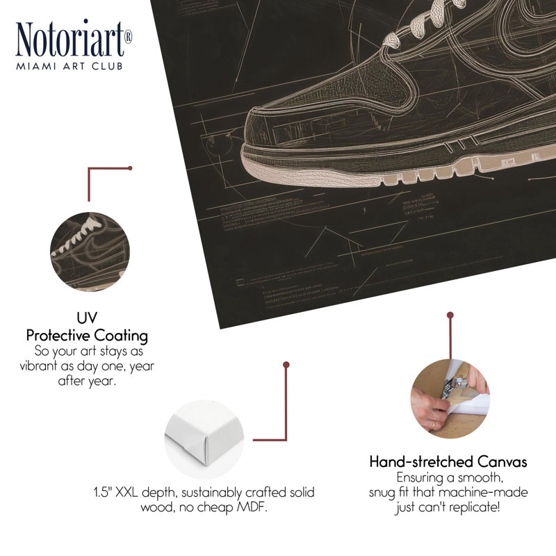 "Blueprint Sneaker", impression sur toile par Notoriart, H 24 po x l 16 po, Toile tendue avec châssis