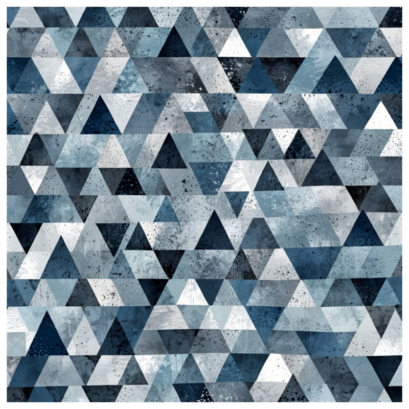 Blue Gray Triangle Mosaic Comforter, Twin