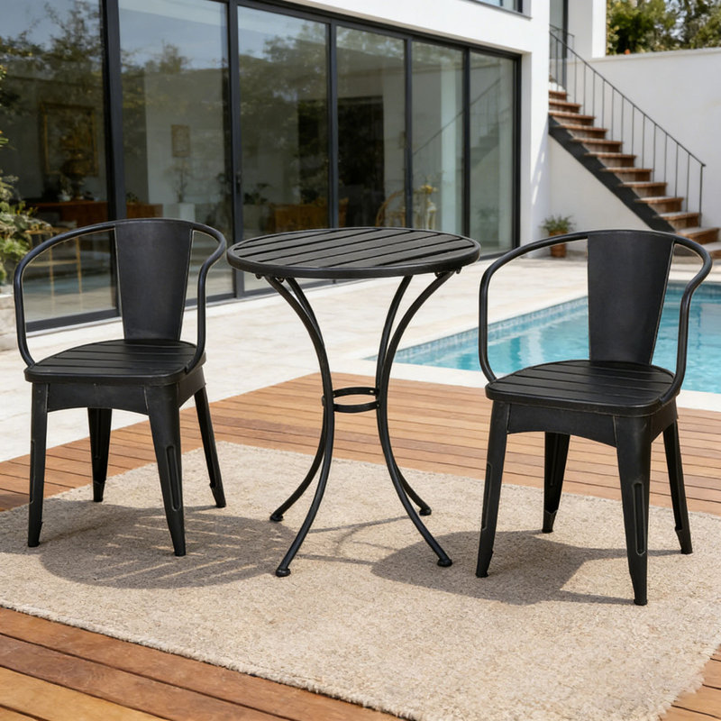 Ensemble d'extérieur 3 pièces, Noir et argent