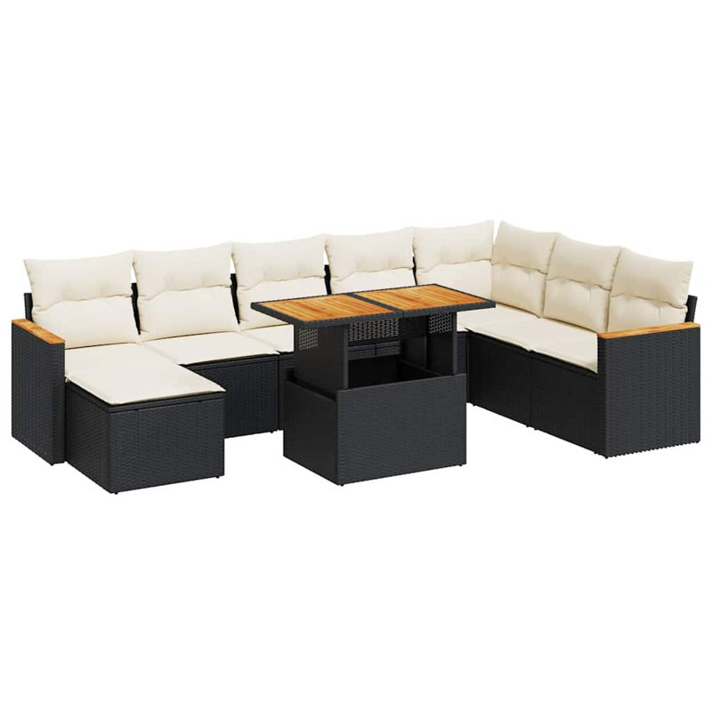 Ensemble de canapé modulaire en rotin PE noir 9 pièces Vidaxl