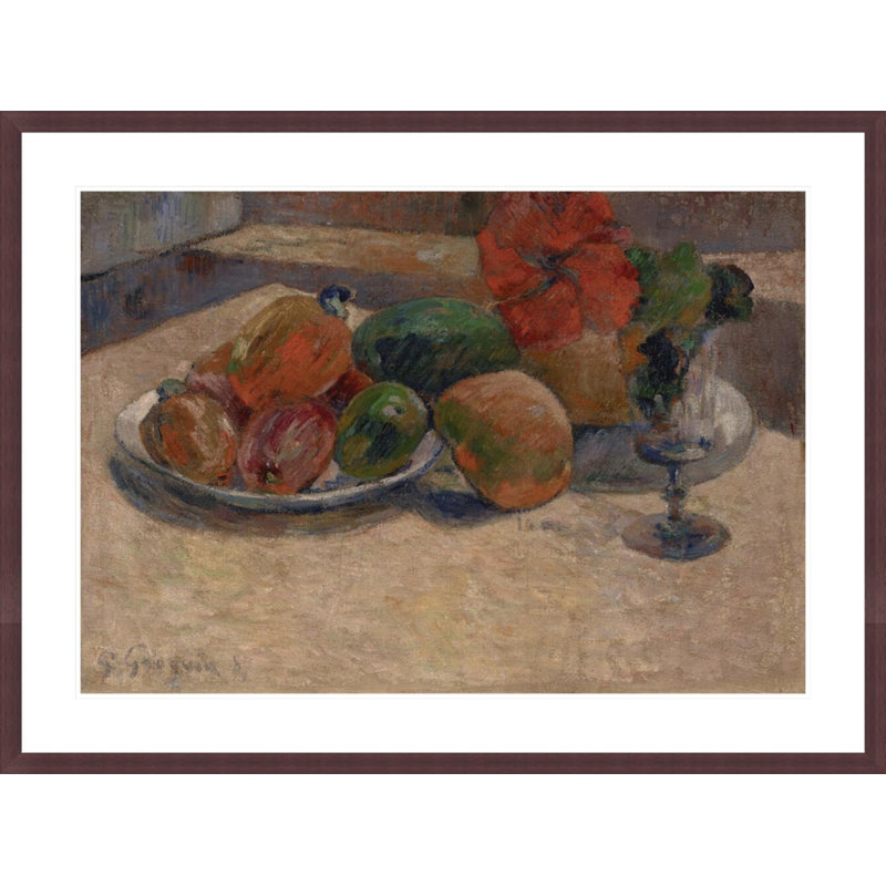 Nature morte avec des mangues et une fleur d'hibiscus par Paul Gauguin - Impression sur toile encadrée