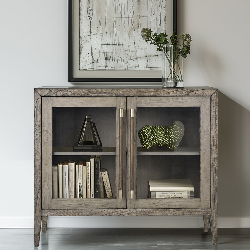 Adilia 42" Mindi and Teak Wood Cabinet with 3 Options of Door Facades Included