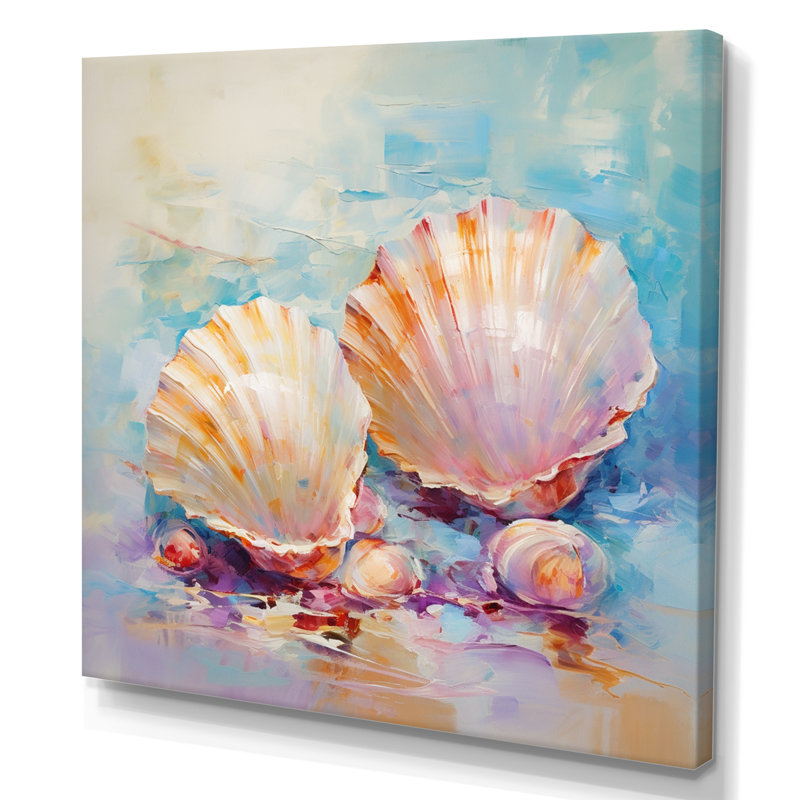 White Impressionist Seashells II - Animals Canvas Print, Toile tendue, H 16 po x l 16 po x P 1 po