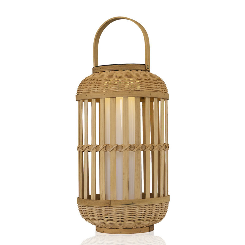 Stylish Rattan Floor Lamp with Solar Panel, 25 cm Diameter x 17.3 inches Height | 2.4W LED, 3000K Warm Light, 80 Lumens | Elegant Design, Energy Efficient & Eco-Friendly Lighting for Home Decor