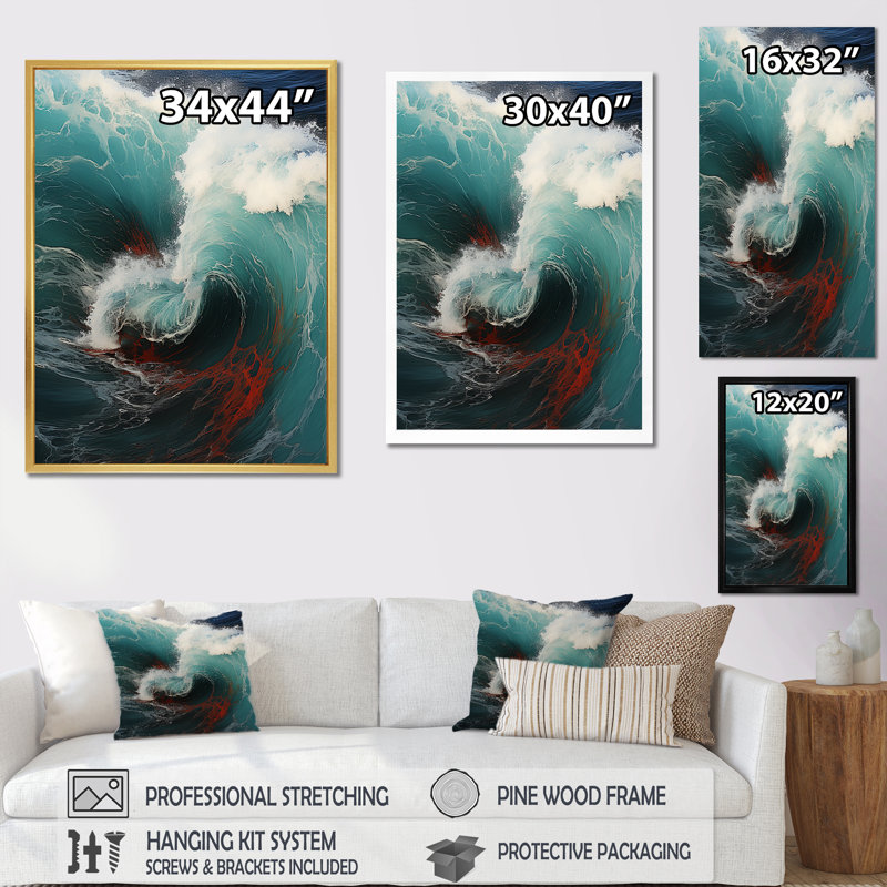 «Red Green Wave», impression sur toile, H 40 po x l 30 po x P 1,5 po, Toile tendue