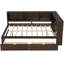 Grand lit de jour en bois avec tablettes de rangement, 2 tiroirs, ports USB et lumières DEL, brun-570999216
