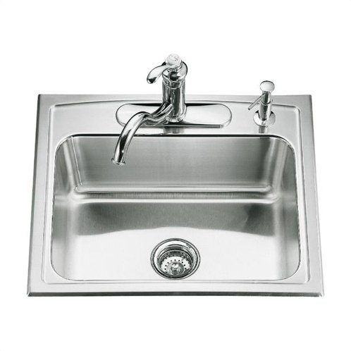 Toccata 25" L x 22" W x 7-11/16" Top-Mount Single-Bowl Kitchen Sink with 4 Faucet Holes
