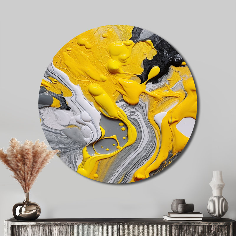 Cheyna - Art abstrait rond en métal, H 16 po x l 16 po