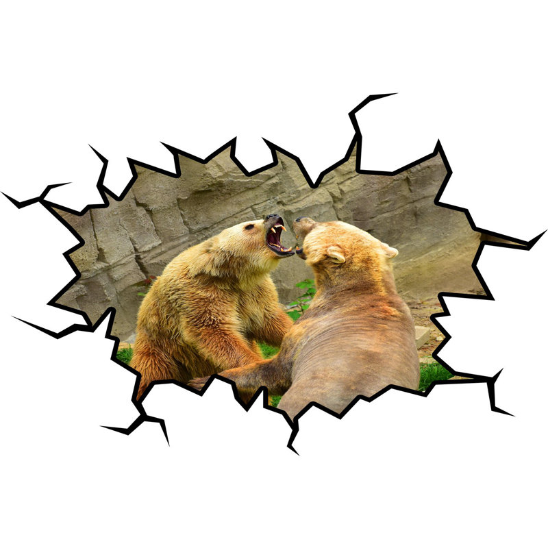 Décalcomanie murale ours animal zoo grizzly, H 28 po x l 36 po x P 0,01 po